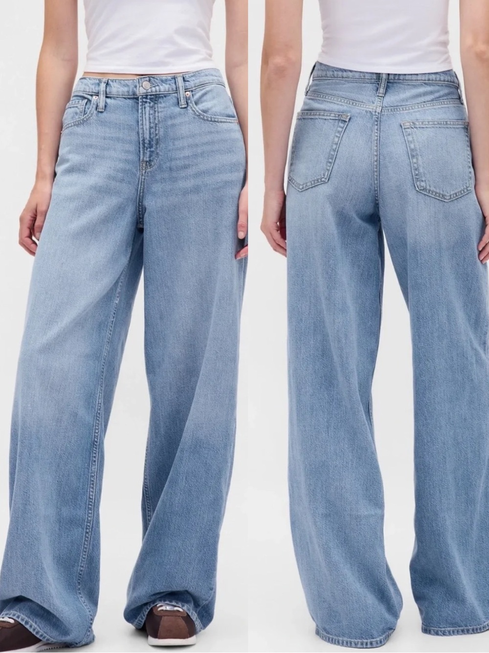 GAP Wide Leg Mid Rise Ultra Baggy Soft denim jeans 31 light indigo